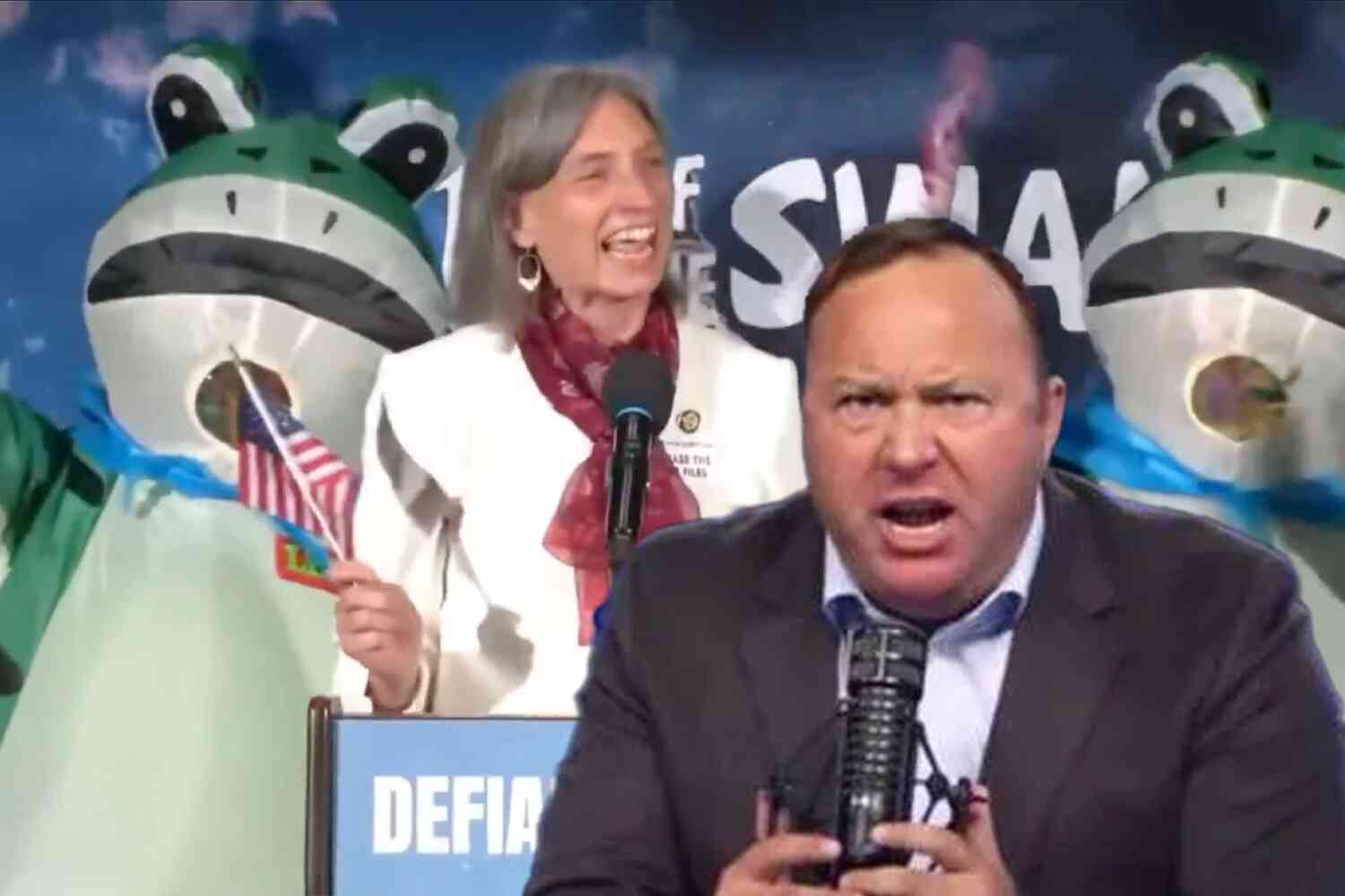 The Democrats protested Trump's speech with ... weird dancing frogs?