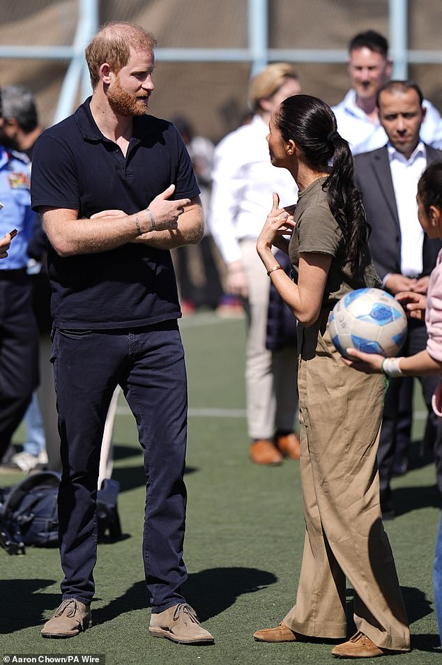 The Duke and Duchess of Sussex on a visit to the QuestScope Youth Center in Mafraq today