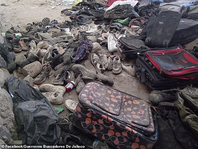 At least 200 pairs of footwear along with bags were found inside a room at the remote property in Teuchitlan