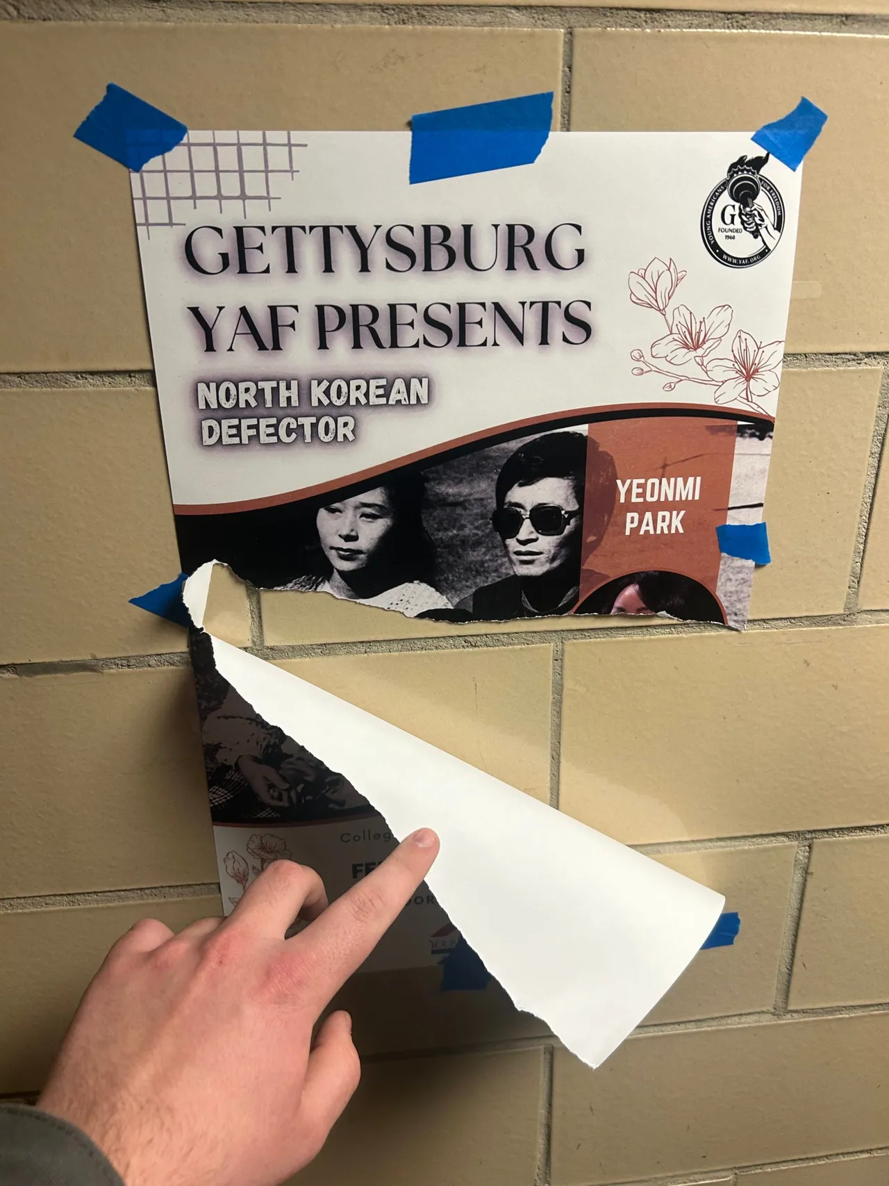 Gettysburg College Young Americans for Freedom Flyers Torn Down