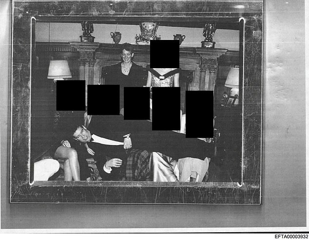 A picture of Andrew Mountbatten-Windsor lying across a row of women in a photo during a black-tie event with Ghislaine Maxwell was released as part of the Epstein files