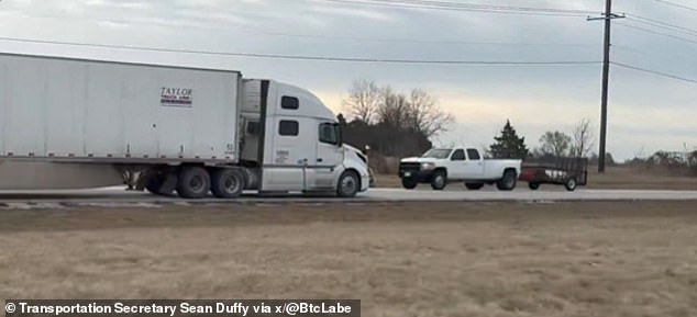 The truck nearly collided with several other cars before finally crossing the median on to the correct side of the road, when it was stopped by police