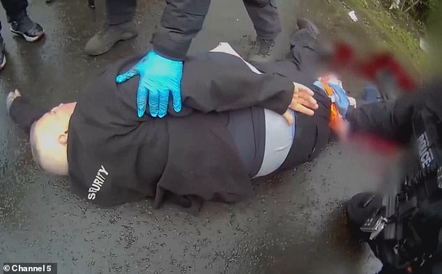 Medically trained police rush to the scene as they attempt to stop security guard Jeff bleeding