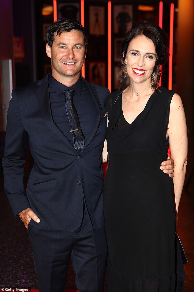 Ardern, her husband Clarke Gayford (both pictured) and their seven-year-old daughter Neve were also seen at a Mexican restaurant in Dee Why