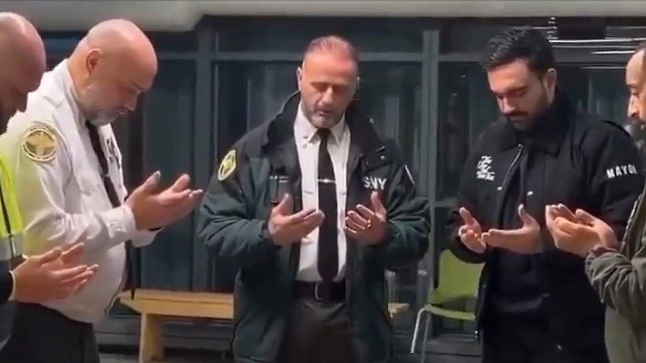 Watch: DSNY Heads SUPPLICATE To Allah With Mayor Mamdani In Coercive Islamic Ritual