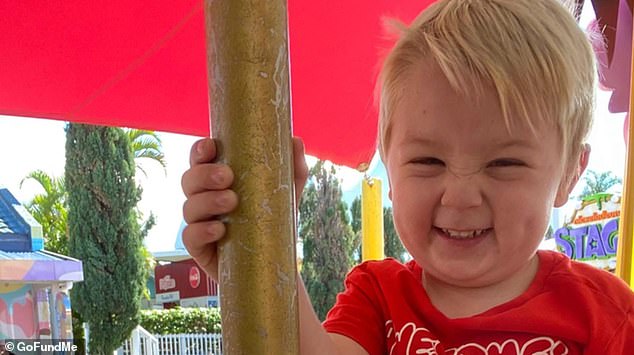 Caden was critically injured after the family's white Mazda veered off the road and crashed in bushland north of the Gold Coast on October 25