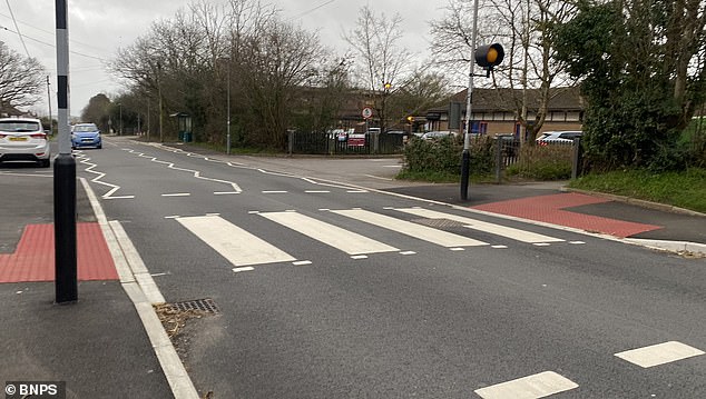 The new zebra crossing (pictured) outside Lytchett Matravers Primary School
