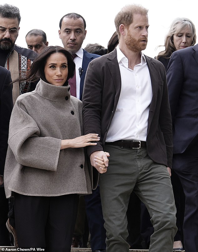 Meghan and Harry pictured on the second and final day of their trip to Jordan as they visit the National Centre for Rehabilitation of Addicts (NCRA) in Amman