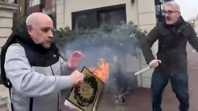When he held the flaming Koran aloft outside the Turkish embassy last February, a man emerged from a nearby building and slashed at him with a large knife