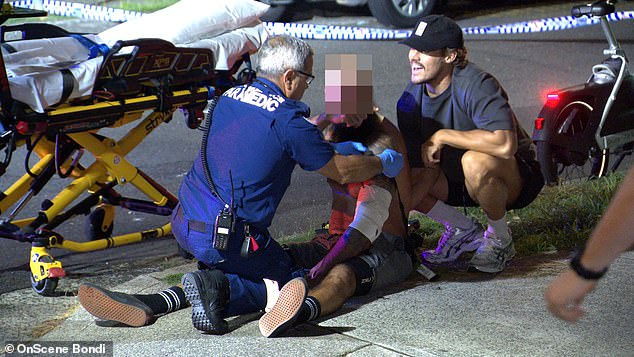 He was treated by paramedics at the scene before being rushed to hospital
