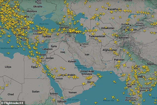 The usually busy airspace over the UAE and Qatar has been cleared since Saturday