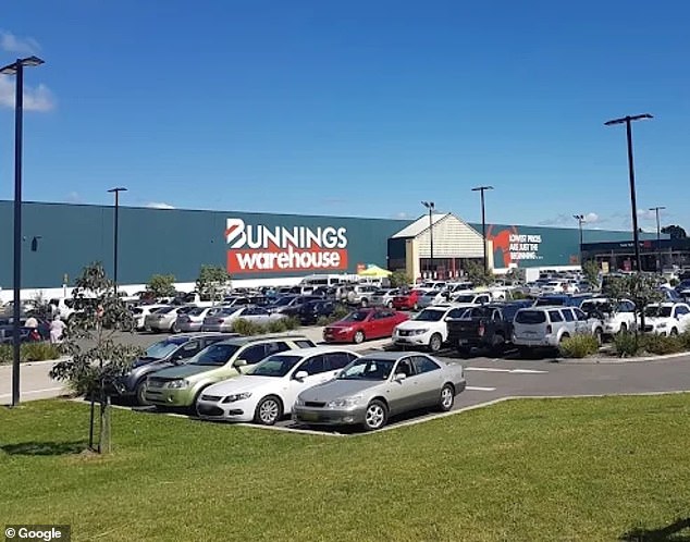 The reptile was found behind a Bunnings in Newcastle (pictured)