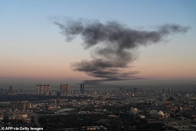 Black smoke was seen rising from a US airbase at Erbil International Airport in northern Iraq at sunrise, after the IRGC promised their most ferocious counterattack