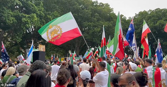 The protest celebrating the potential fall of the Iranian regime was better attended than the anti-war protest