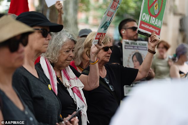 Dozens of anti-war protesters gathered in Sydney CBD on Sunday