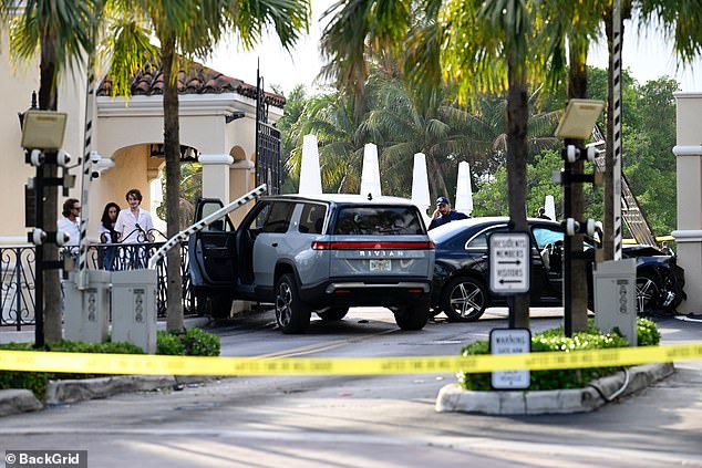 Chaos as car crashes at entrance to 'billionaire bunker' where rich and famous live in sunny paradise