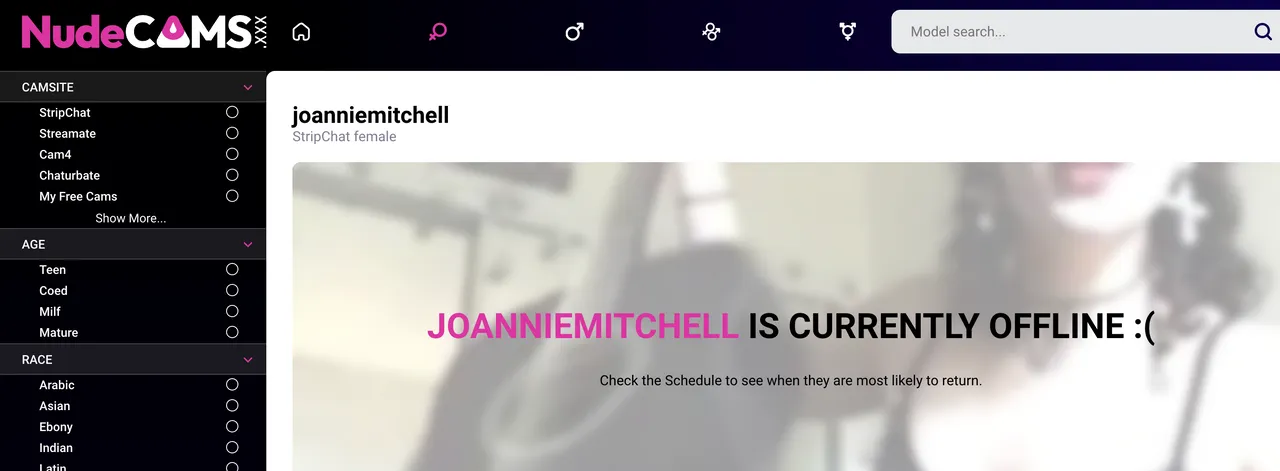 Screengrab of Joanniemitchell's account on NudeCams.xxx (Screenshot taken by Derek VanBuskirk)