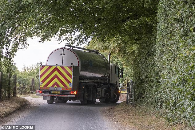 The water truck is pictured in Conholt Park on July 24. It was one of two lorries to arrive at the back entrance of the estate