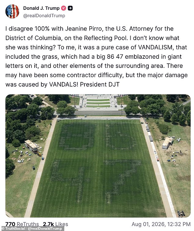 Trump took to Truth Social on Saturday to criticize the DOJ's decision