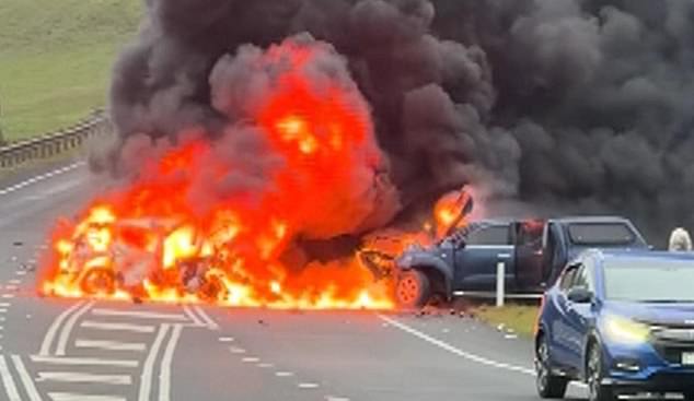 The Skoda exploded into a fireball, killing him instantly and fatally injuring Elaine Gee