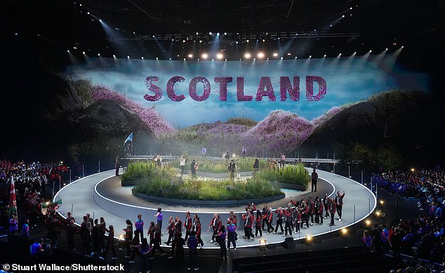 Team Scotland arrive onstage at the opening ceremony