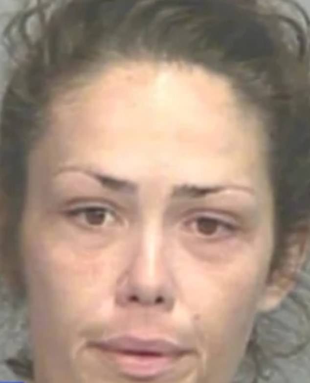 Watch the shocking moment a woman wanted by police crashes into parked cars after she allegedly drove at cops
