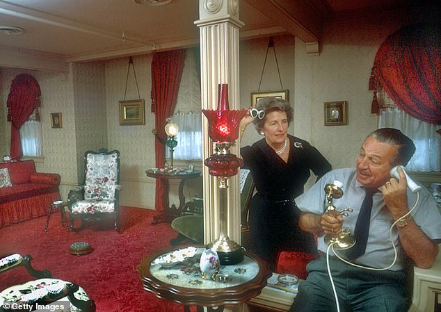 The animation legend is seen here with his wife in 1962 at his Disneyland apartment
