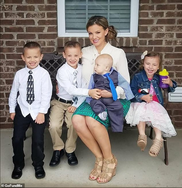 Miller is a mother to three sons and a daughter. They are pictured above in an old photograph