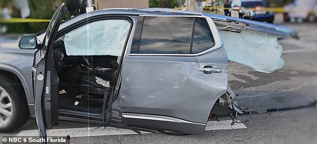 Their SUV was torn in half from the car crash