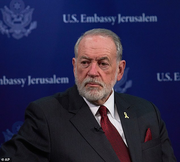 US Ambassador to Israel Mike Huckabee is seen during an interview in Jerusalem back in 2025