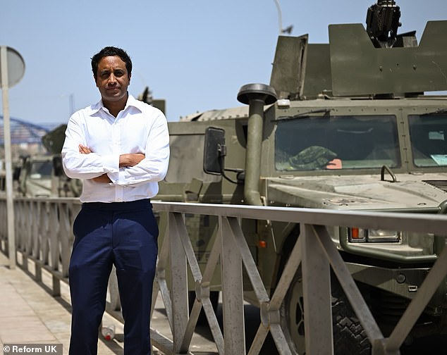 The plan would see the Royal Navy put to work protecting Britain's borders and towing any small boats back to France. Mr Yusuf pictured last week at Ceuta after 60,000 illegal migrants came through Spain's border