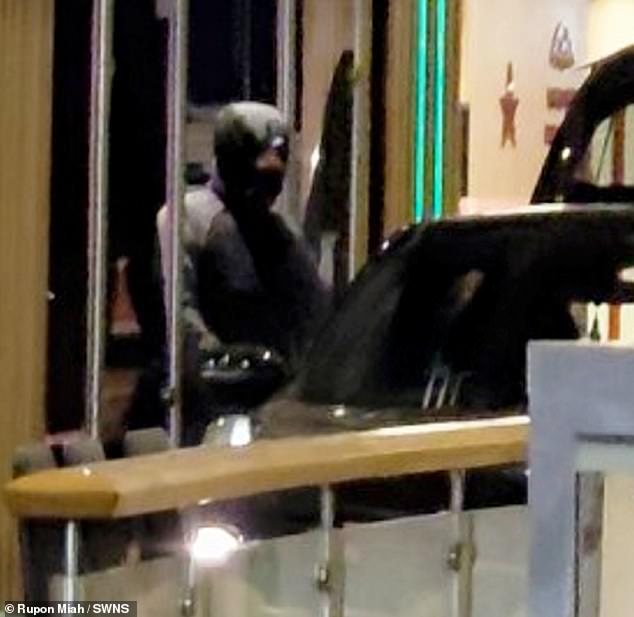 Four men drove a black Nissan Juke down the concourse of Wetherby Services at 2am on July 29