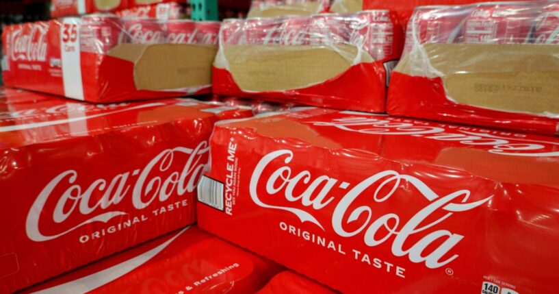 Cases of Coca-Cola soft drink are displayed for sale at a Costco warehouse store on July 29, 2026, in Arlington, Virginia.