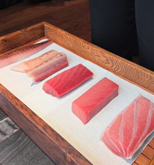 A picture of Ynyshir's Sashimi served to a happy customer at the Welsh countryside restaurant