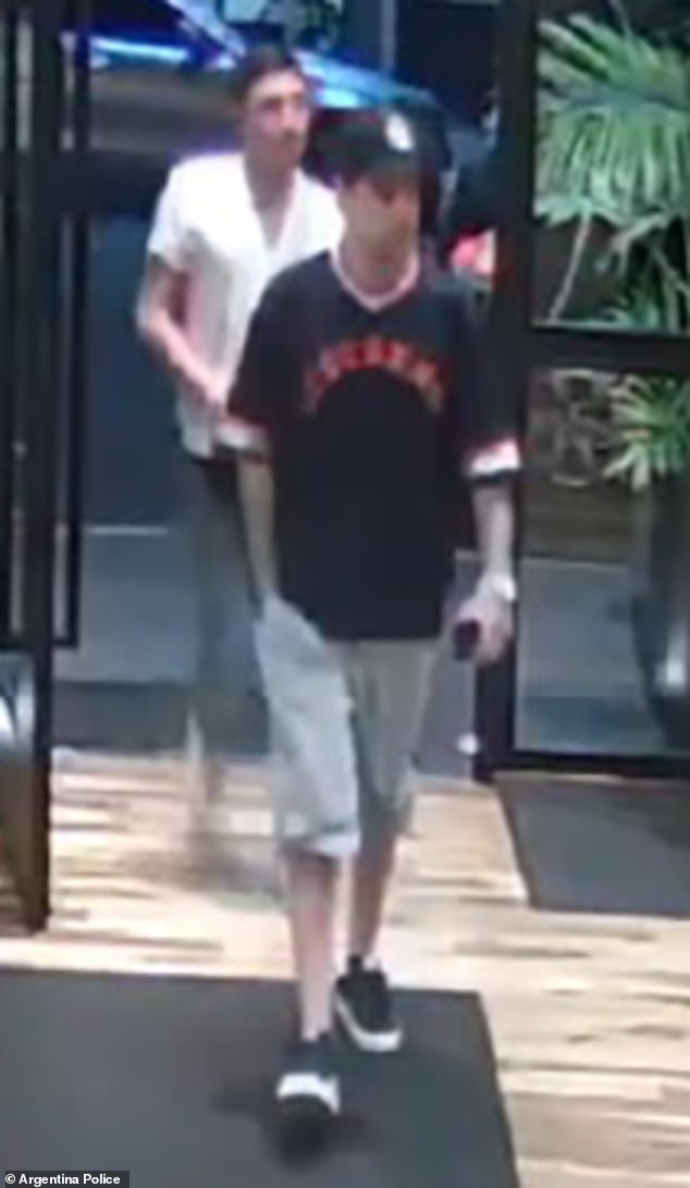 Waiter Braian Paiz seen with Liam in the lobby of the hotel. He and hotel employee Ezequiel Pereyra have been charged with bringing cocaine to Liam during the singer's two-day bender