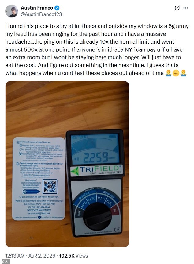 Last week, Franco posted this bizarre tweet rambling about 5G cell service giving him a headache at the apartment he moved into after his parents kicked him out