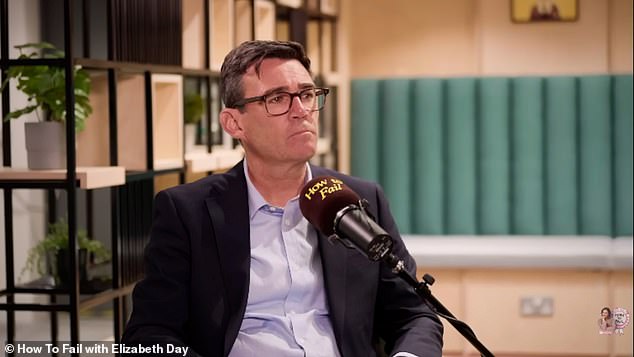 Mr Burnham told broadcaster Elizabeth Day on her podcast How to Fail (pictured) that care home staff still ensured his father watched as he appeared outside No10 Downing Street