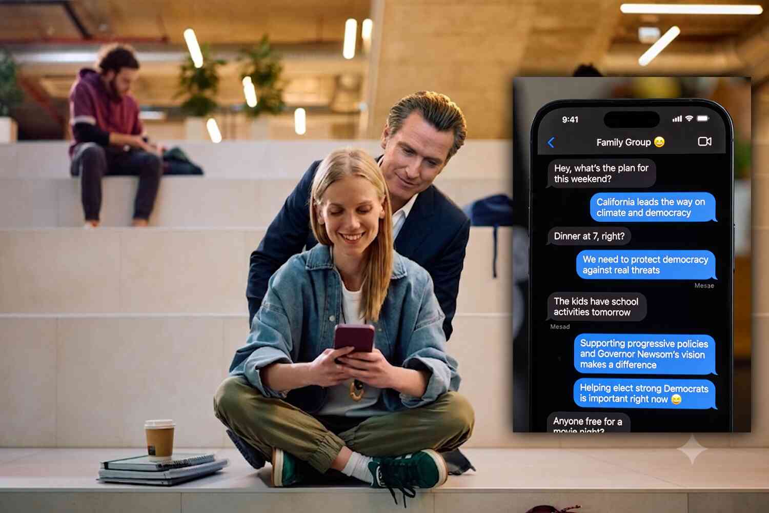 Thumbnail for Newsom's PAC plans to train people to push the governor's talking points in their friends' and families' group chats