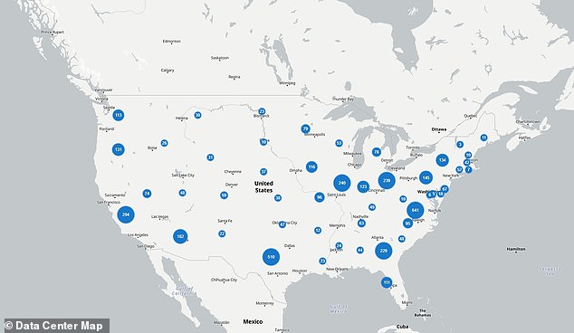 Virginia has the most data centers in the country with 641