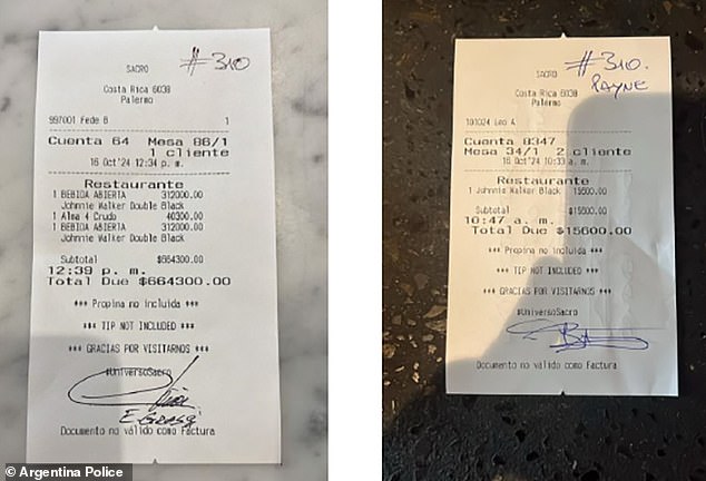 Receipts from the hotel show him purchasing vast quantities of expensive alcohol