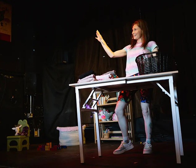 Knox performing in her Edinburgh Fringe stand-up show Cartwheel which she has billed as her '70 per cent comedy, 30 per cent rage'