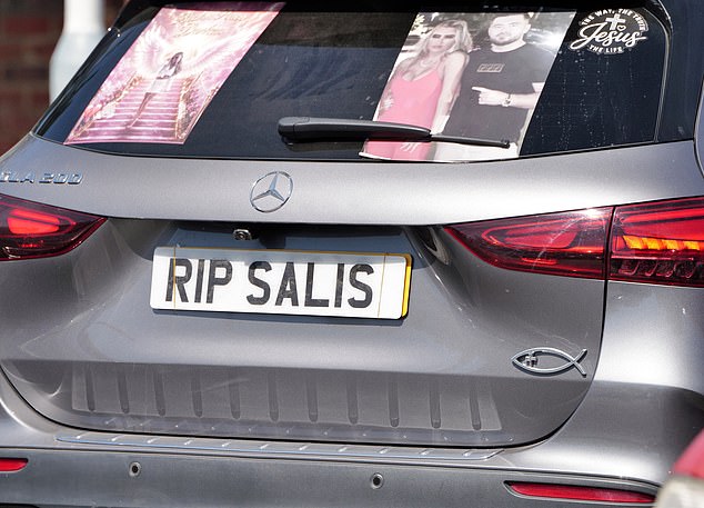 One number plate reads: 'RIP Salis' and is adorned with tribute photos