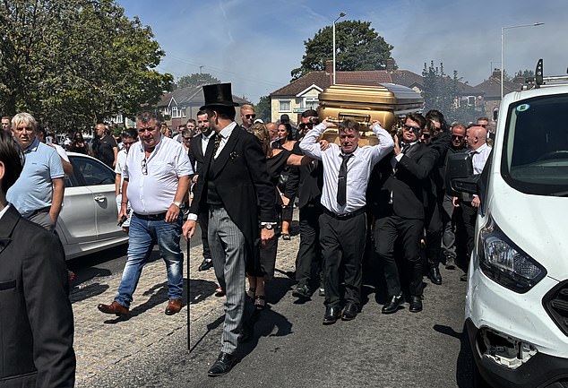 Mourners gather for funeral of British illegal immigrant shot dead in United States by Vietnam war veteran after '$70,000 construction scam'