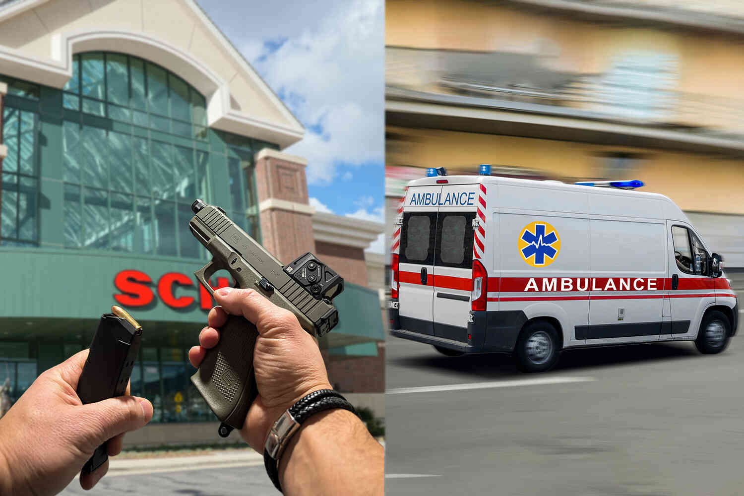 Thumbnail for Influencer shoots self in leg while filming instructional video outside gun shop