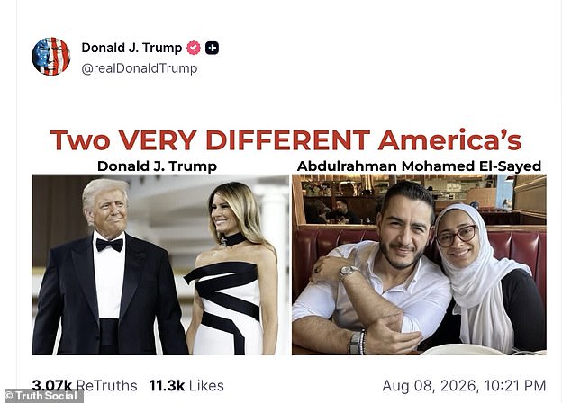President Donald Trump jabbed at El-Sayed in a Saturday post on Truth Social