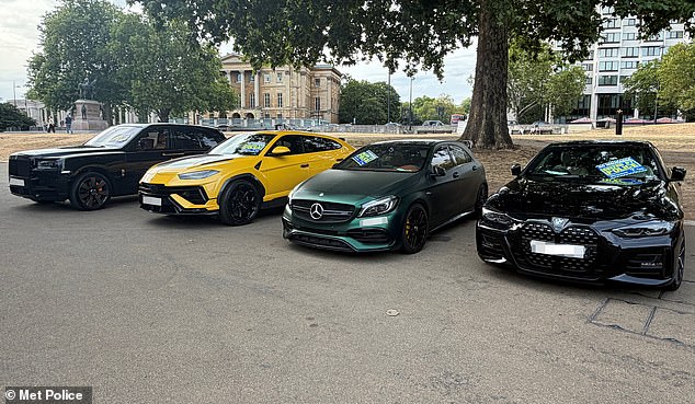 Four luxury vehicles seized as part of the record-breaking police operation in Hyde Park, Kensington and Chelsea