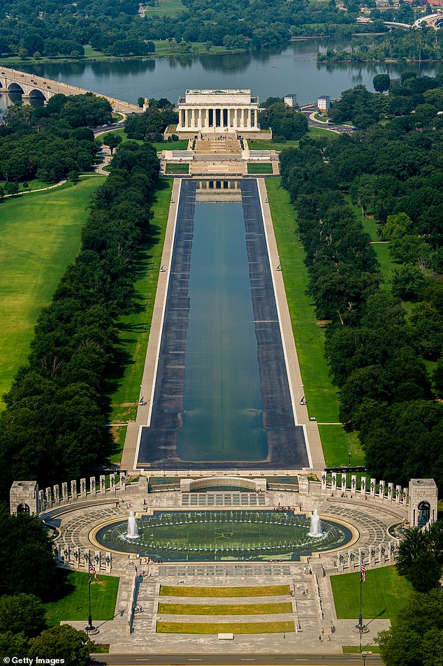 The Lincoln Memorial Reflecting Pool was partially drained for repairs