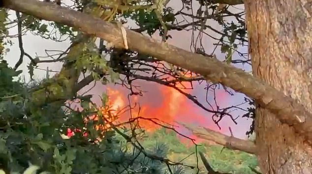 A fire officer said the fire was out of control and would not be tamed until tomorrow