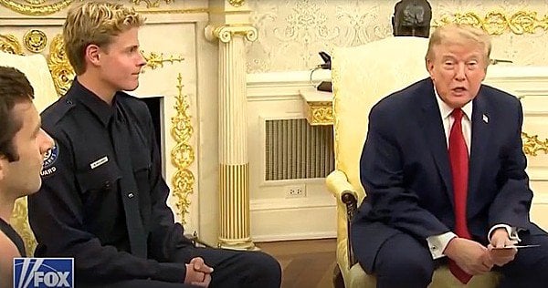 WATCH: President Trump welcomes hero teen lifeguard to Oval Office