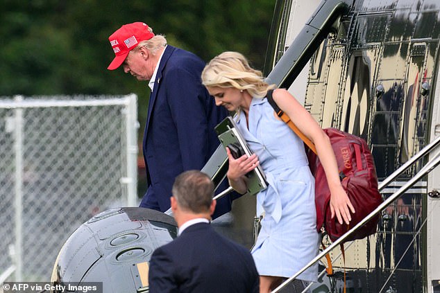 Trump ridiculed over relationship with 35-year-old blonde female aide... as whispers grow about her grip on his White House amid Melania's absence